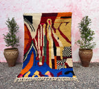 Alfombra Bereber Boucherouite "Paisaje Abstracto" – Obra Maestra de Expresión Cromática