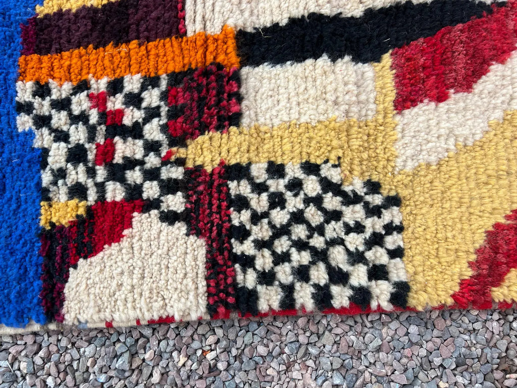 Alfombra Bereber Boucherouite "Paisaje Abstracto" – Obra Maestra de Expresión Cromática