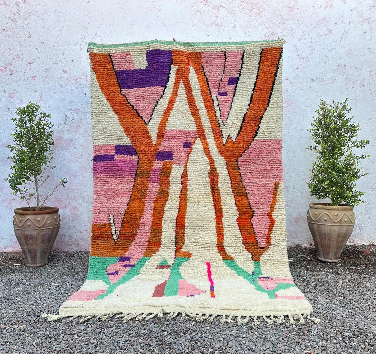 Alfombra Bereber "Atardecer en el Atlas" – Lana Natural Tejida a Mano